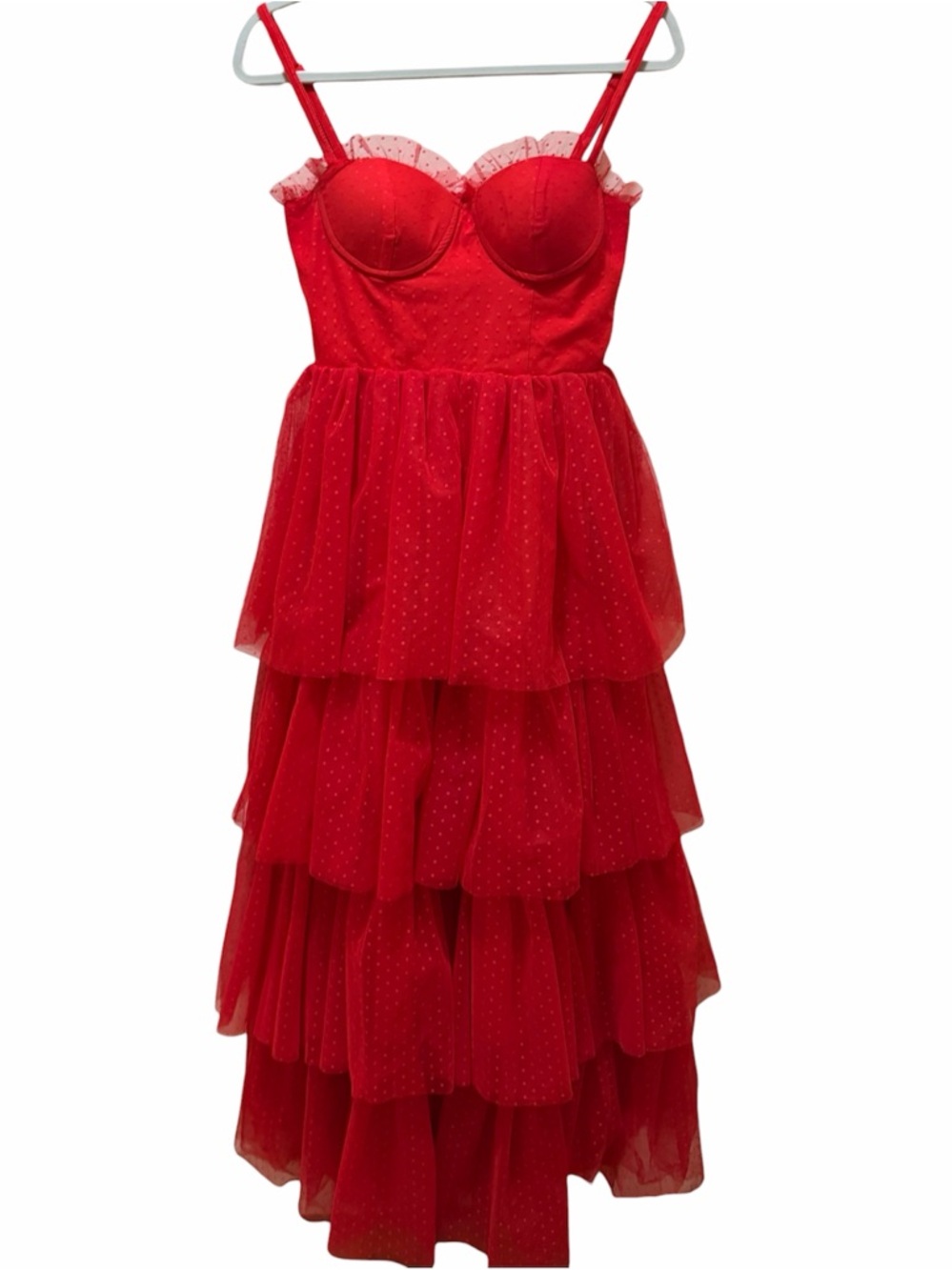 Dolls Kill x Beetlejuice "Red Wedding" Lydia Deetz gown maxi dress tulle - Picture 6 of 12